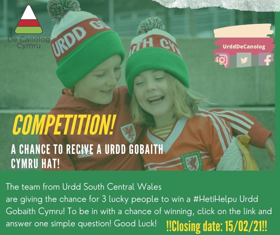 UrddDeCanolog's tweet image. 🤩 COMPETITION 🤩
Who would like to win a #HetiHelpu ?
To celebrate the new Urdd South Central Wales account and with the weather getting colder, we would like to giveaway 3 Urdd hats to 3 people as a prize. Click on the link above to enter!