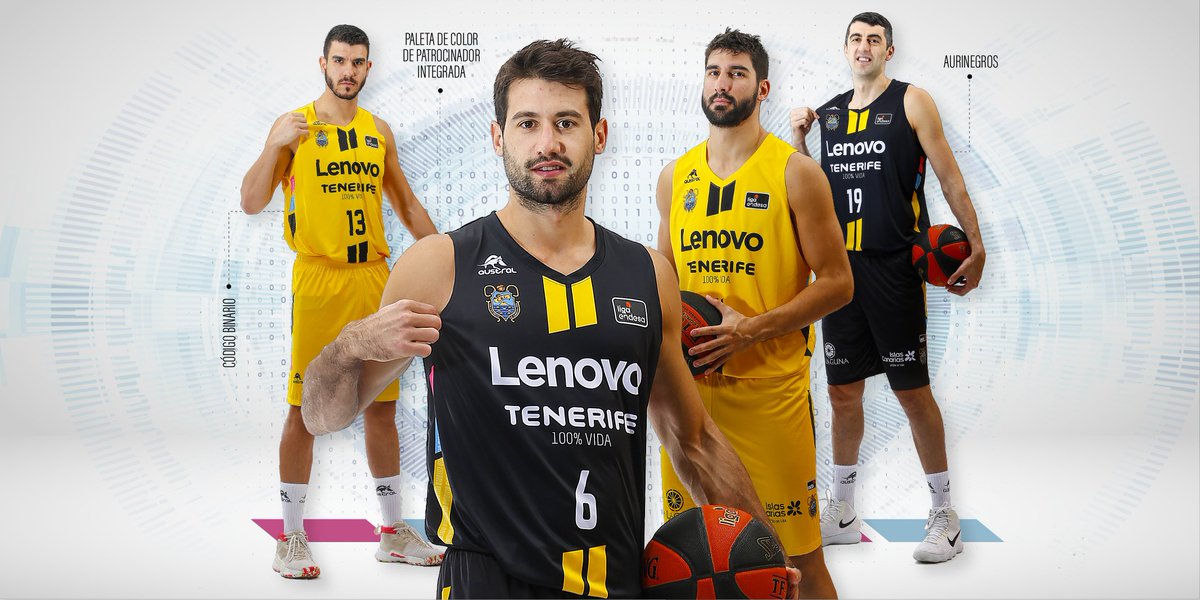 Así es la nueva equipación del #LenovoTenerife 😍

#VamosCanarias💛🖤