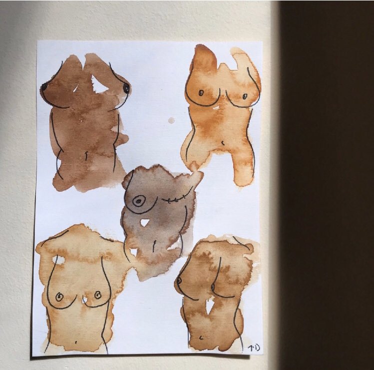 ✨✨ Watercolor and ink nude drawings by BRUSHWRK user tegdavis ✨✨