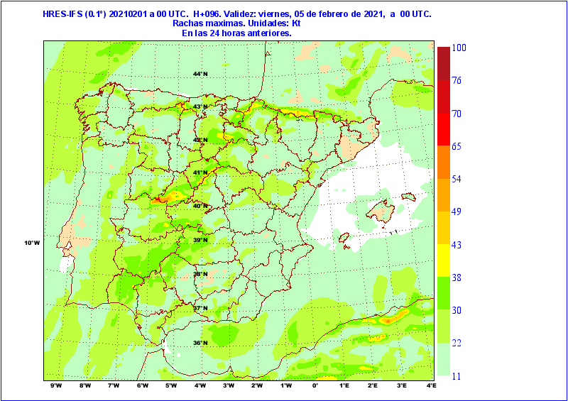 AEMET_SINOBAS's tweet photo. Hoy las rachas serán intensas en diversas zonas de Península y Baleares. El martes y el miércoles el viento amainará en general, aunque todavía soplará con rachas muy fuertes en zonas del norte y noroeste peninsular, principalmente. (HRES-IFS) https://t.co/l3tdTmp7uJ
