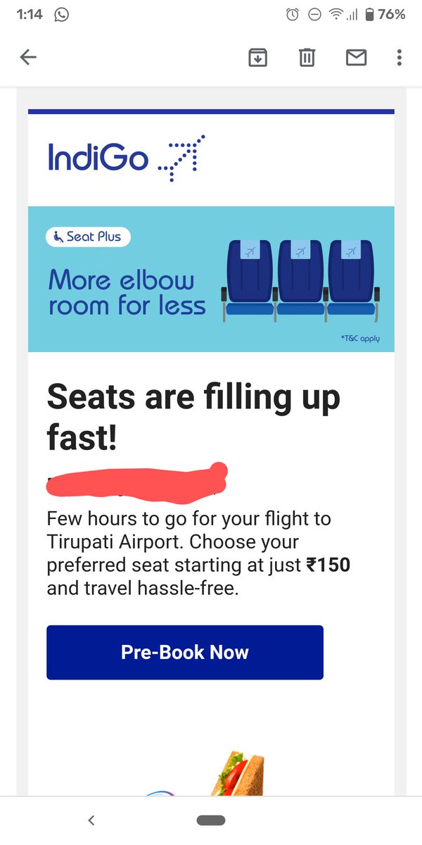 vshrey's tweet photo. Hey @IndiGo6E, something's wrong with your email communications. I booked a flight for Sunday 7th Feb, and  got an email today Jan 1st that it's few hours to my flight. I had to double check if I messed up my booking. It's super confusing to say the least. https://t.co/IVjcRNp6aY