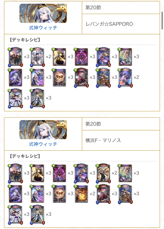 シャドウバース シャドバ 攻略 Gamewith プロリーグデッキまとめ 昨日行われた第節で使用されたデッキを更新しました 8チーム中6チームが使用した式神ウィッチの構築も 検索機能を使えば比較しやすいです T Co Fz2escxhnu Twitter シャドウバース シャドバ 攻略 Gamewith プロリーグデッキまとめ 昨日行われた第節で使用されたデッキを更新しました 8チーム中6チームが使用した式神ウィッチの構築も 検索機能を使えば比較しやすいです T Co Fz2escxhnu Twitter