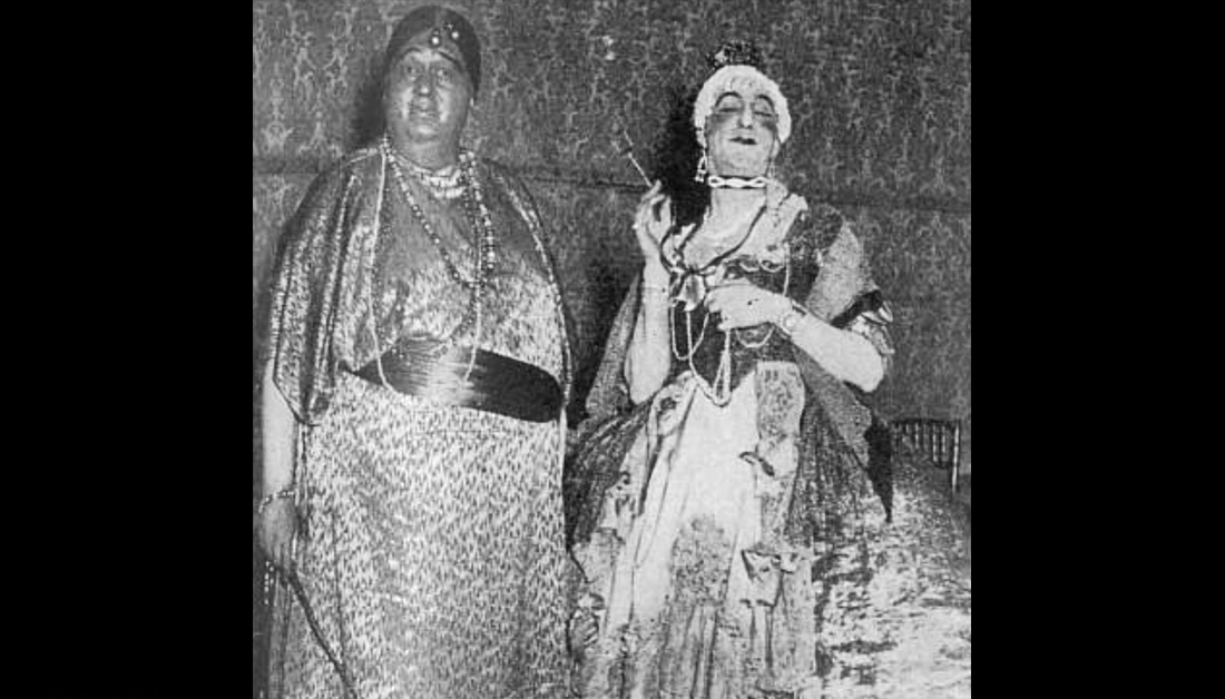 What larks! Pianist Vladimir Cernikoff and cabaret artist Douglas Byng at a Mozart period party in 1930. Of the immortal Dougie, one of his neighbours once remarked: “So kind! Not a night seems to pass when he doesn’t give some homeless serviceman on leave a bed!”