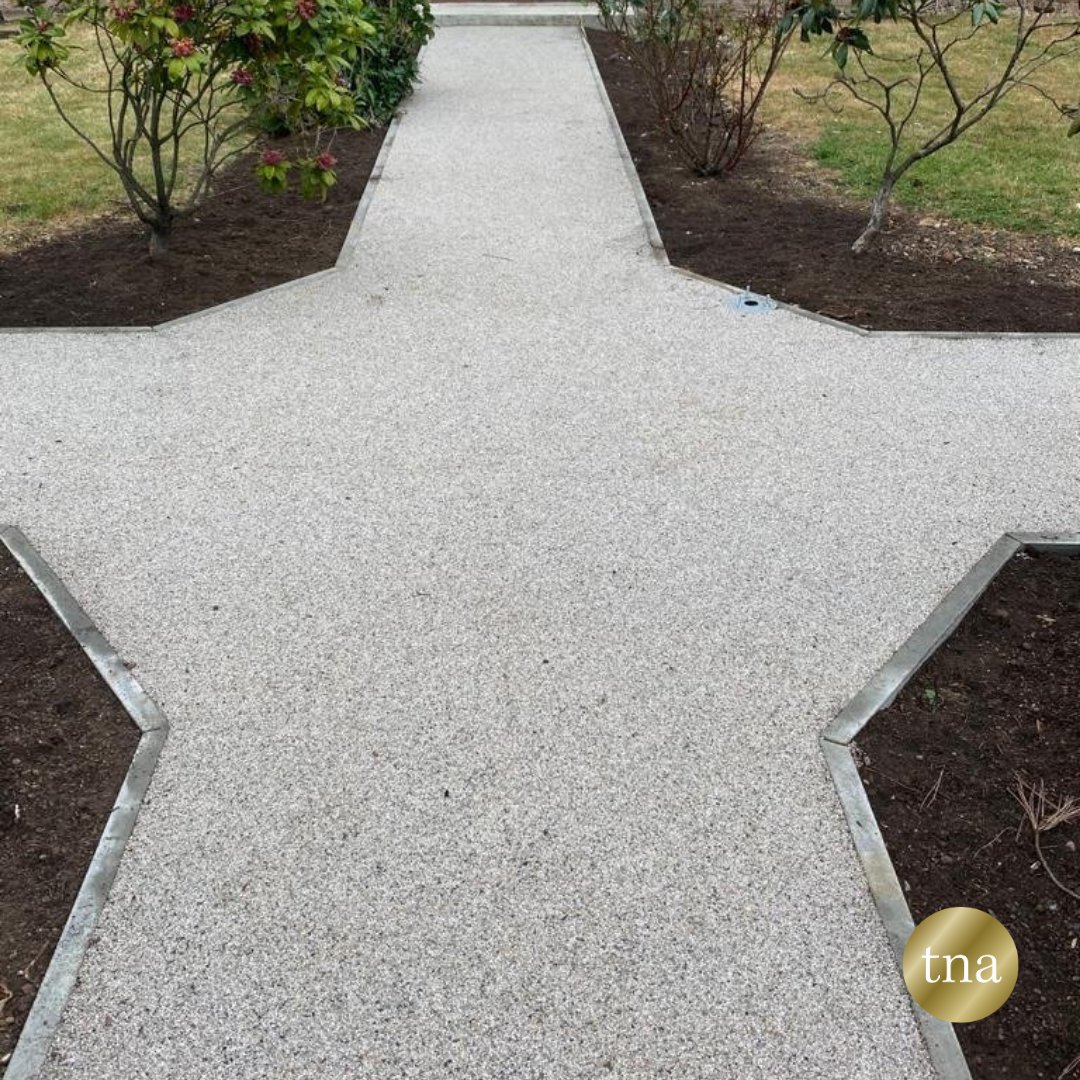 resin bonded pathways laid at this residential site in Enfield, lovely job completed on time by the in house team #PropertyManagement #landscapedesign #building