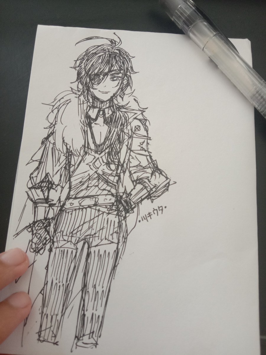 Lately I've been watching a Japanese artist youtuber and motivated to go back using paper and pen. And the hell it's hard ? I forgot how to draw without transform and layers asdfg

last night ft. drawing pen⇔ some minutes ago ft. gel pen

idk why ordinary pen is easier for me- 