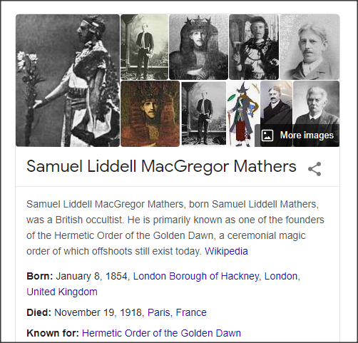 The most influential group of this period, the Hermetic Order of the Golden Dawn, was established in 1888 by William Wynn Westcott (1848-1925) and Samuel Liddell MacGregor-Mathers (1854-1918).