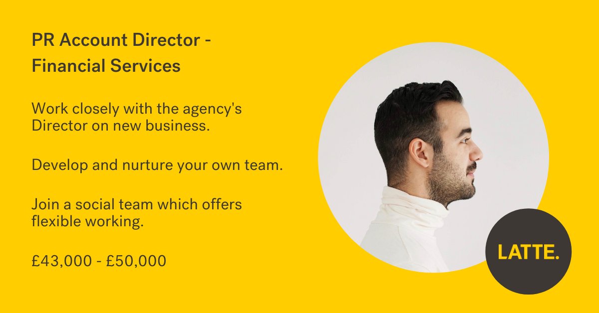 Be given the autonomy to drive the creative strategy for your clients, nurture a team of your own and be involved in executive decision making in this Account Director role. Email chantelle@wearelatte.com to apply
buff.ly/3onlnKV