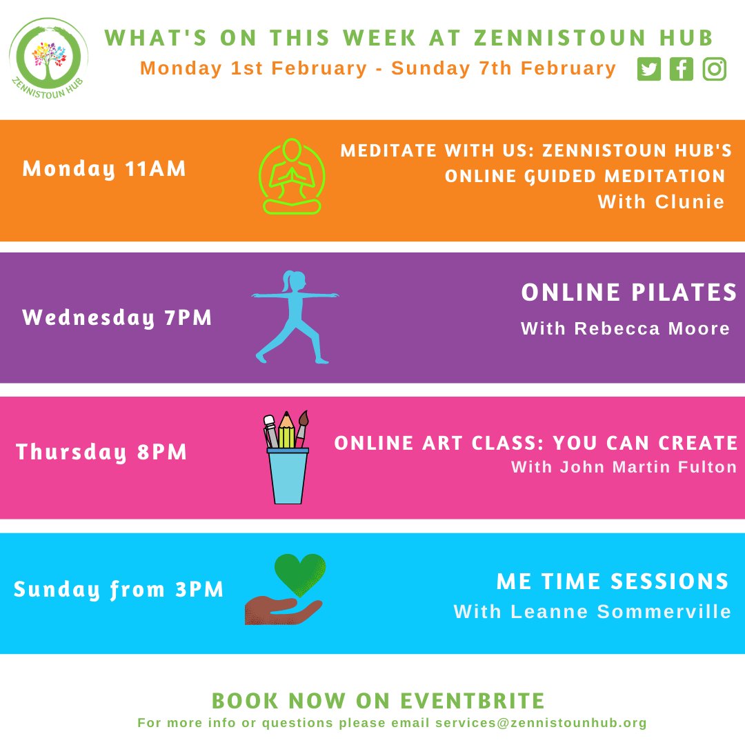 zennihub's tweet photo. 💚 What's on this Week at #ZHub 💚

👋🏾 The start of a new month is a great time to try our meditation, pilates, art and me time classes!

💌 If you have any questions about our services, feel free to email us at: services@zennistounhub.org

➡️ https://t.co/EJnjpBC3wL to book https://t.co/960BNFvKKW