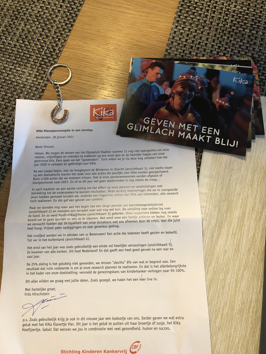 Een hartverwarmende Nieuwjaarsreceptie in een envelop. Wat een positief signaal van #KiKa. Ondanks de ongekende omstandigheden in 2020 kunnen alle research plannen doorgaan om de genezingskans van kinderen met kanker versneld te verhogen 👍