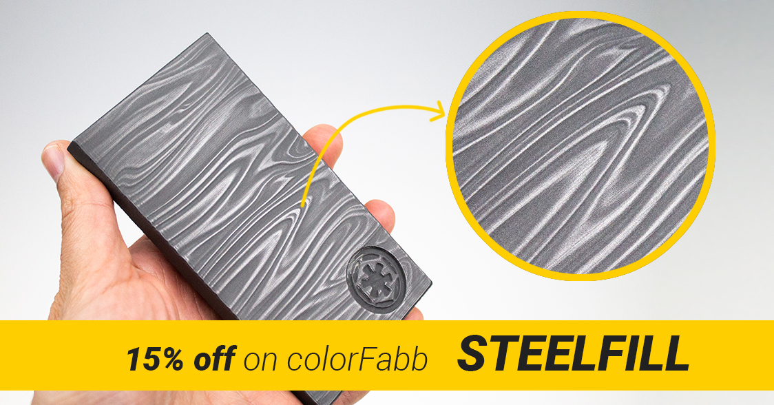 ColorFabb's tweet photo. The look and weight of steel (2.4x as heavy as regular PLA) for those awesome looking special prints. #steelFill is now on sale until Wednesday. Get yours here with 15% off: https://t.co/SN6war5HqZ

Beskar Ingot design (from @themandalorian) by miketastic: https://t.co/JUFADpAP7n https://t.co/A2ewGj4F9i