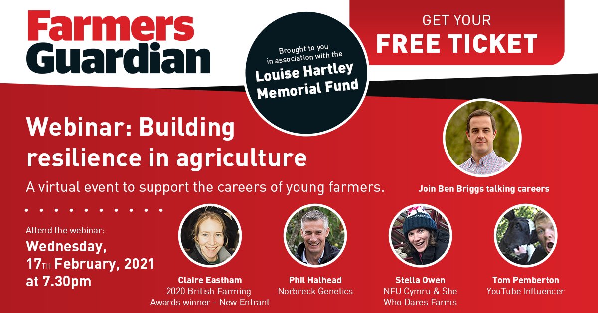 FarmersGuardian's tweet photo. Taking place on February 17, hosted by @FGBen with special guests @TPFarmLife, @PhilipHalhead, @stellaowenphill &amp; @fabacl, the Louise Hartley Memorial Fund &amp; FG bring you a virtual event - Building resilience in agriculture. Find out more &amp; register. https://t.co/9Dek6QJydm
#LHMF https://t.co/1OZmDvx1dI