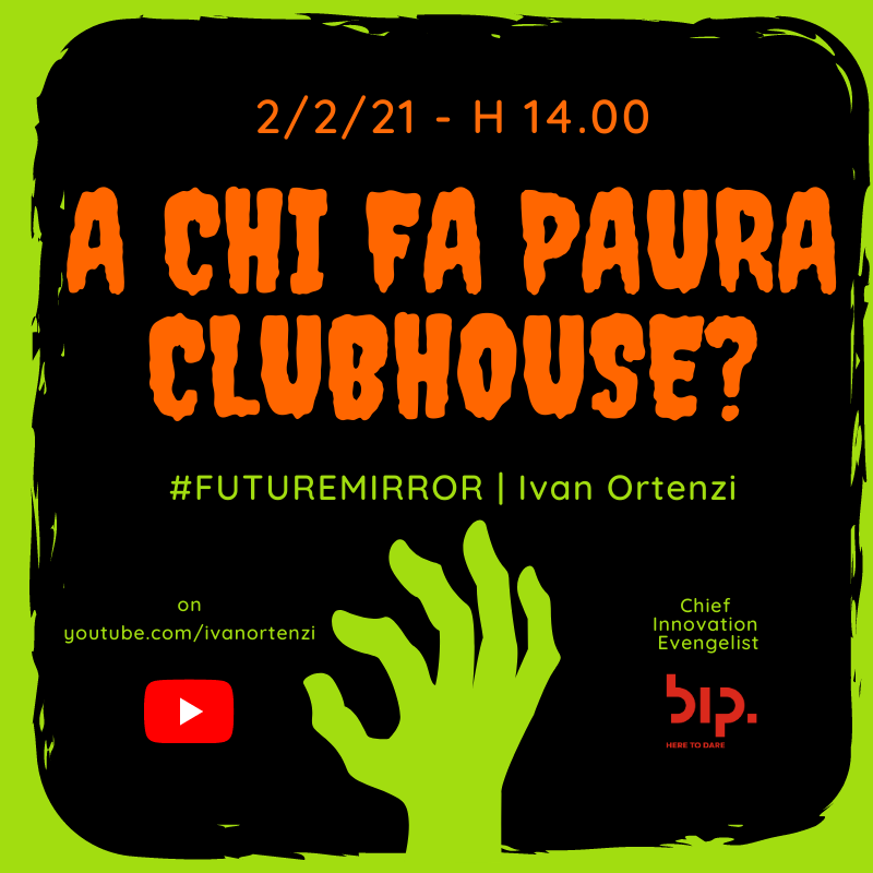 IvanOrtenzi's tweet photo. #FUTUREMIRROR
domani 02/02/21 h14 https://t.co/HaNQFOckc4 parleremo di:
- abbondanza
- democratizzazione
- voice interface
- radio libere anni 70
- radio amatori CB
#ClubHouse tra #disruption (?) e #fenomeno (?). Con un pensiero a Umberto Eco.
STAY TUNED FOLKS @Bip_Group https://t.co/BWg4snyqSp