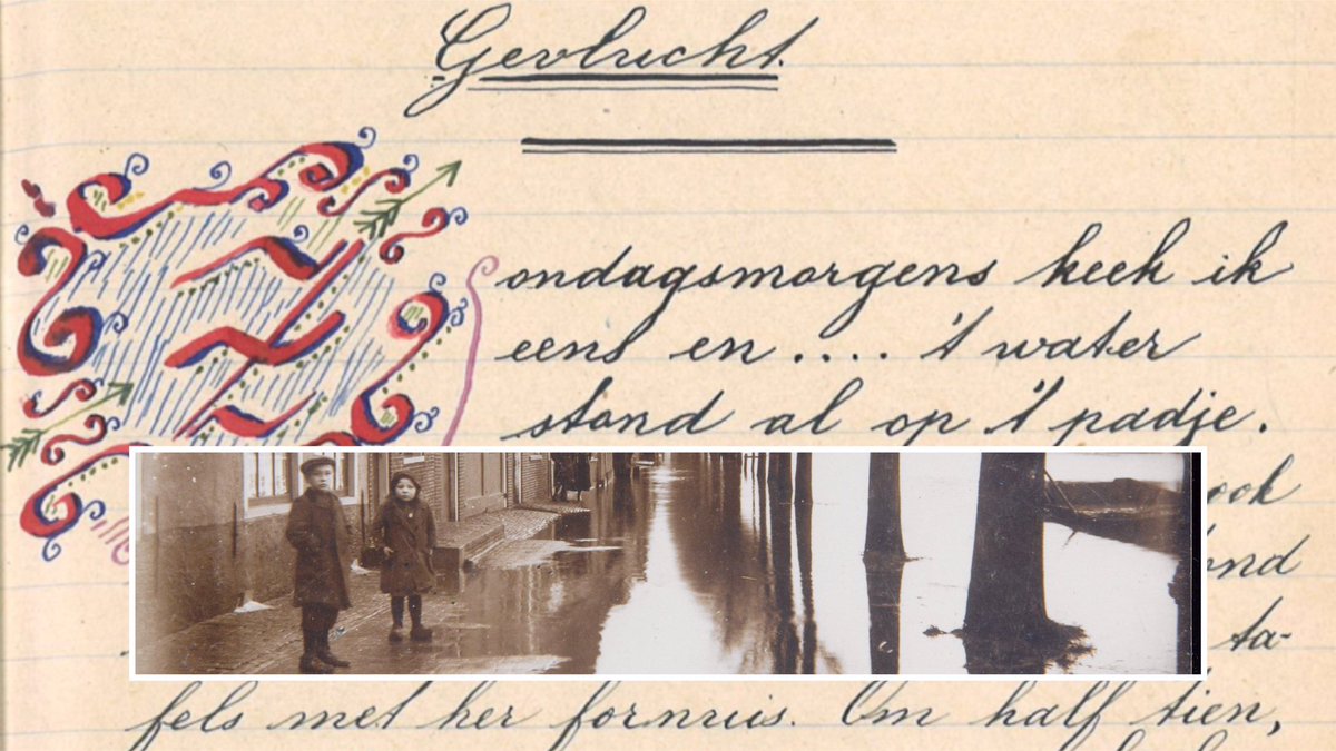 watstaatdaer's tweet photo. Vandaag herdenken we de #Watersnoodramp 1953. Nederland had vaker te kampen met watersnoden. Zo ook in 1916. Een elfjarige jongen uit #Purmerend schreef zijn ervaringen op in een 200 pp tellend dagboek. Op #WatStaatDaer kun je een bladzijde lezen https://t.co/V2PZym75GK #DeRamp https://t.co/otAKbDFH7X