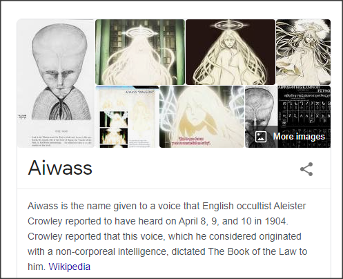In 1904, while in Cairo, his wife Rose Kelly began to have revelations that led to the reception of the Book of the Law from the supernatural entity known as Aiwass, whom Crowley believed to be his long sought after Holy Guardian Angel.