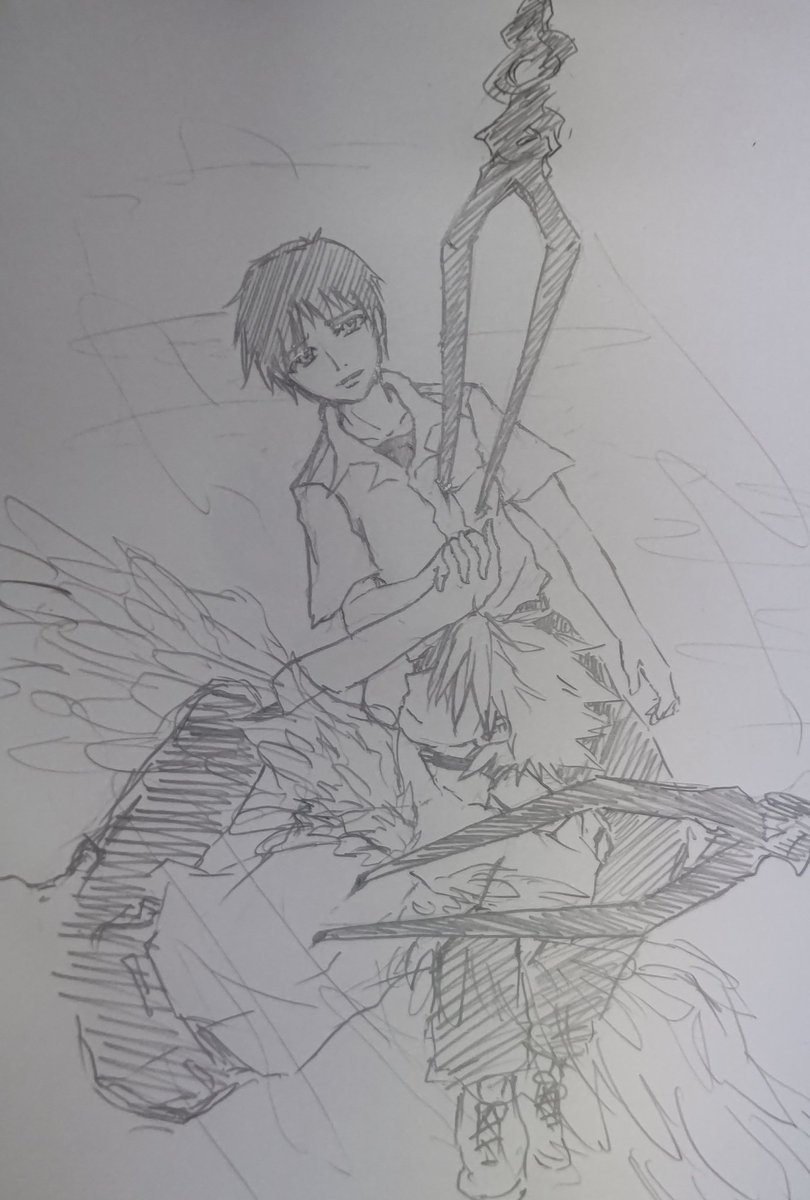 これも過程といえば過程 ラフに色鉛筆でザザッと塗った後に加工重ねただけ わ 雛月 凌 ワタナベの沼にいますのイラスト