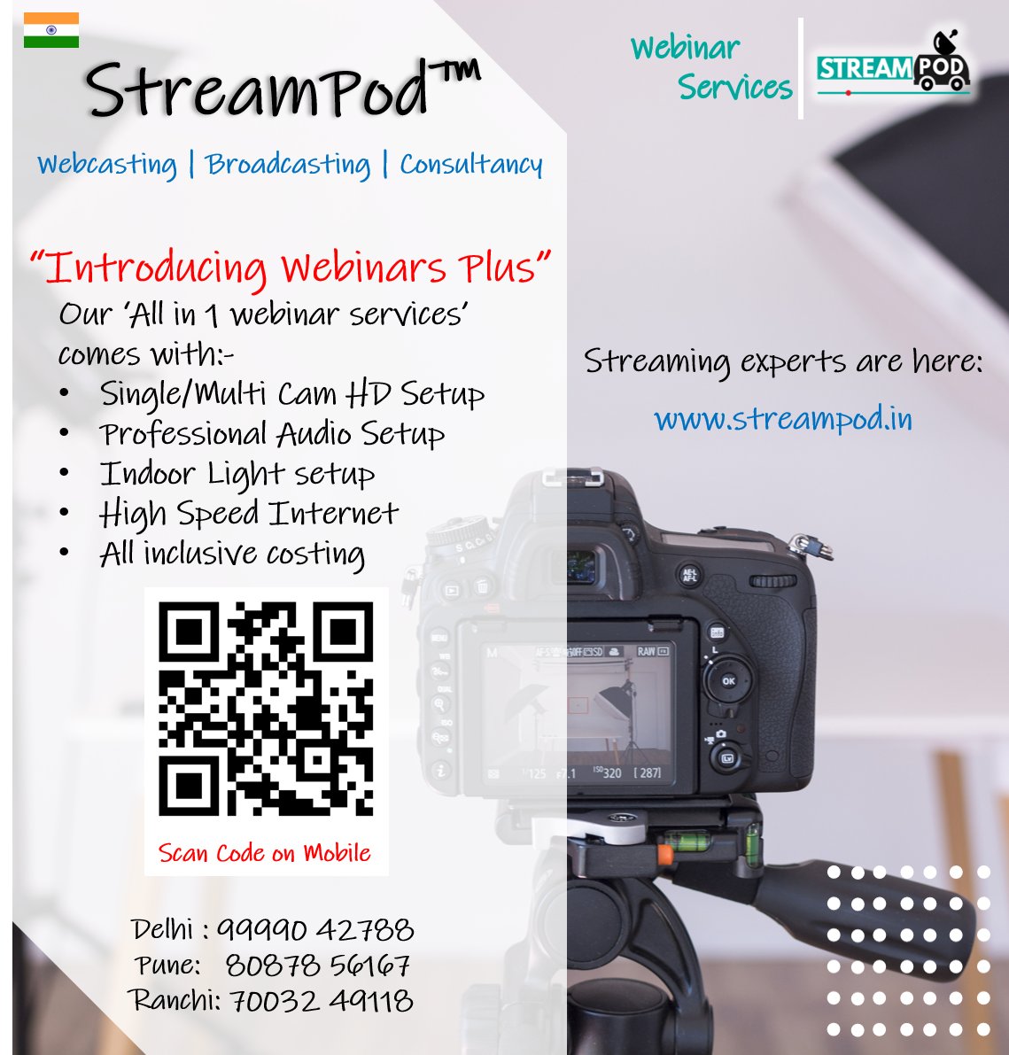 streampodindia's tweet photo. Namaste India ! StreamPod™️ Our team of video professionals handle every stage of the web streaming technology for you.
#streampod #streamingservices #webcastingservices #webinars #webinarservices #livewebcasting #webcastingservicesindia https://t.co/0x0OxkeUHL