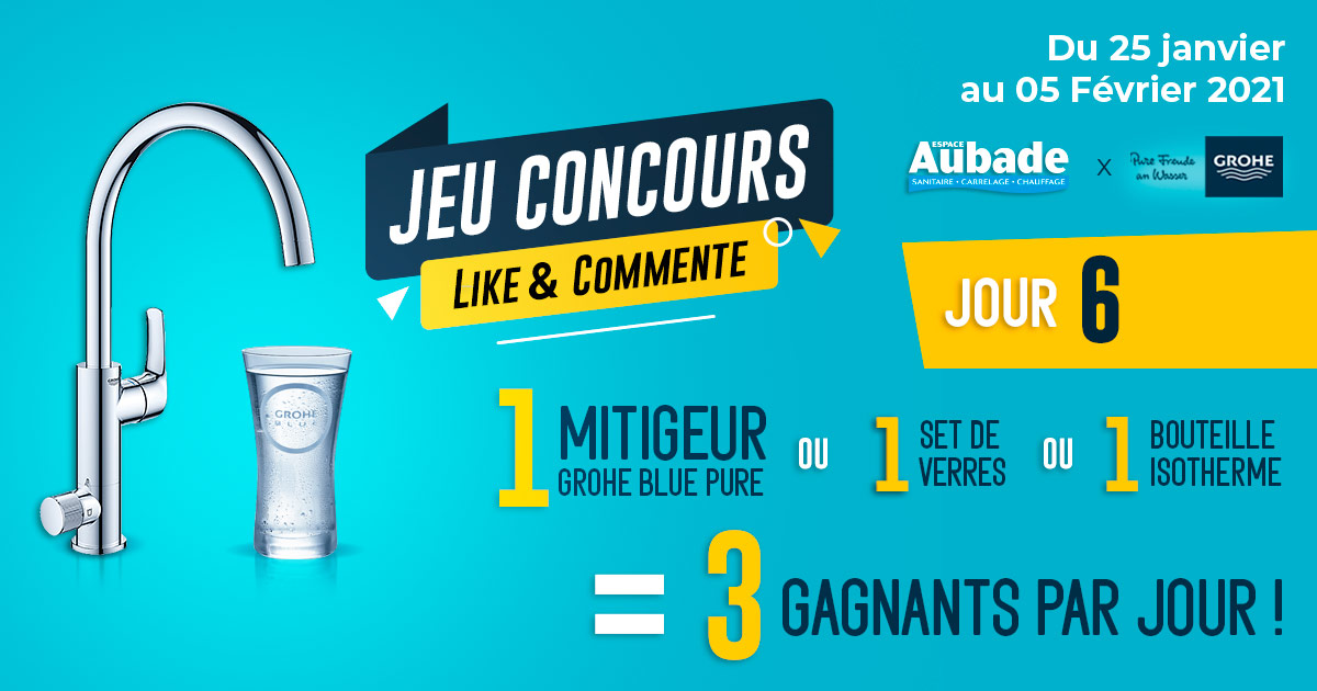 EspaceAubade's tweet photo. #Jeuconcours @EspaceAubade x @GROHE : Nouvelle Semaine !
Qui seront les prochains à remporter les 3 lots GROHE ?🍀
✅Follow EA
🔄RT le post du jour
🗣Commentez avec #GroheBluePure + le nom de votre showroom Espace Aubade
https://t.co/jjYdcyHPVr https://t.co/011XJJplE7