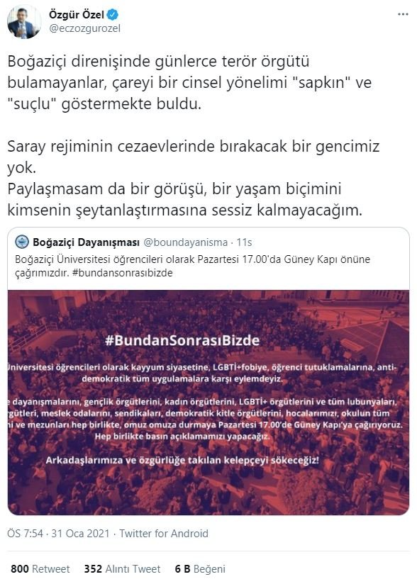CHP'Lİ ÖZEL LUT KAVMİNİN SAPKIN TORUNLARINA SAHİP ÇIKTI.
CHP'li Özgür Özel, Kabe-i Muazzama’nın resmini yere seren Boğaziçi'ndeki sapkın Lutilere sosyal medyada destek verdi