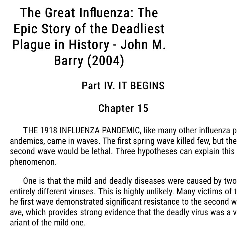 SixandLaura's tweet photo. The Great Influenza - by John Barry (excerpts)

#nineteeneighteen #spanishflu #historical #pandemic #wave #passage #virology #influenza 
https://t.co/uOshA3Ms52 https://t.co/6NOEKhqaJ5