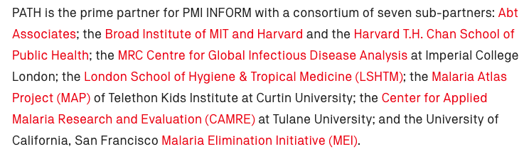 Another year another 30 million grant to "help"  #Africans do something that they were already doing.  @PATHtweets and  @PMIgov launch a "global" project to advance the use of new tools to fight  #malaria,But none of the partners listed are from African institutions. Seriously?!?