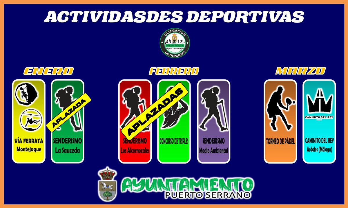 DxtesPtoserrano's tweet photo. 📢📢APLAZAMIENTO DE ACTIVIDADES ❗️❗️❗️ https://t.co/wFtjI4zfOv