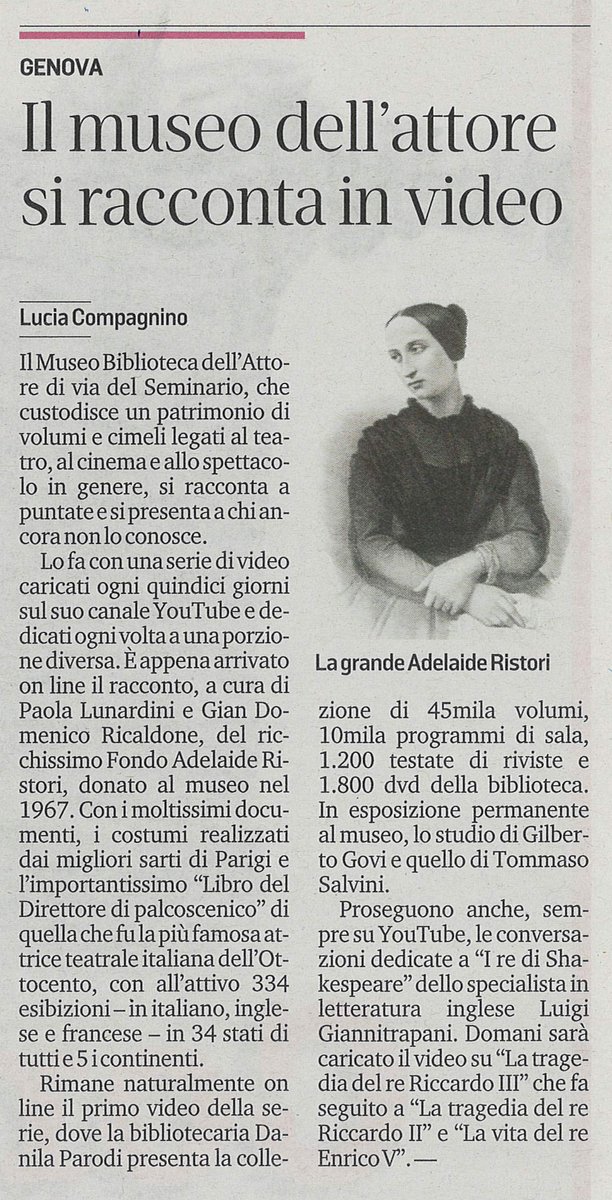 Grazie a #LuciaCompagnino e a <a href="/ilsecoloxix/">Il Secolo XIX</a> per aver parlato dei nostri "corti". 🙂