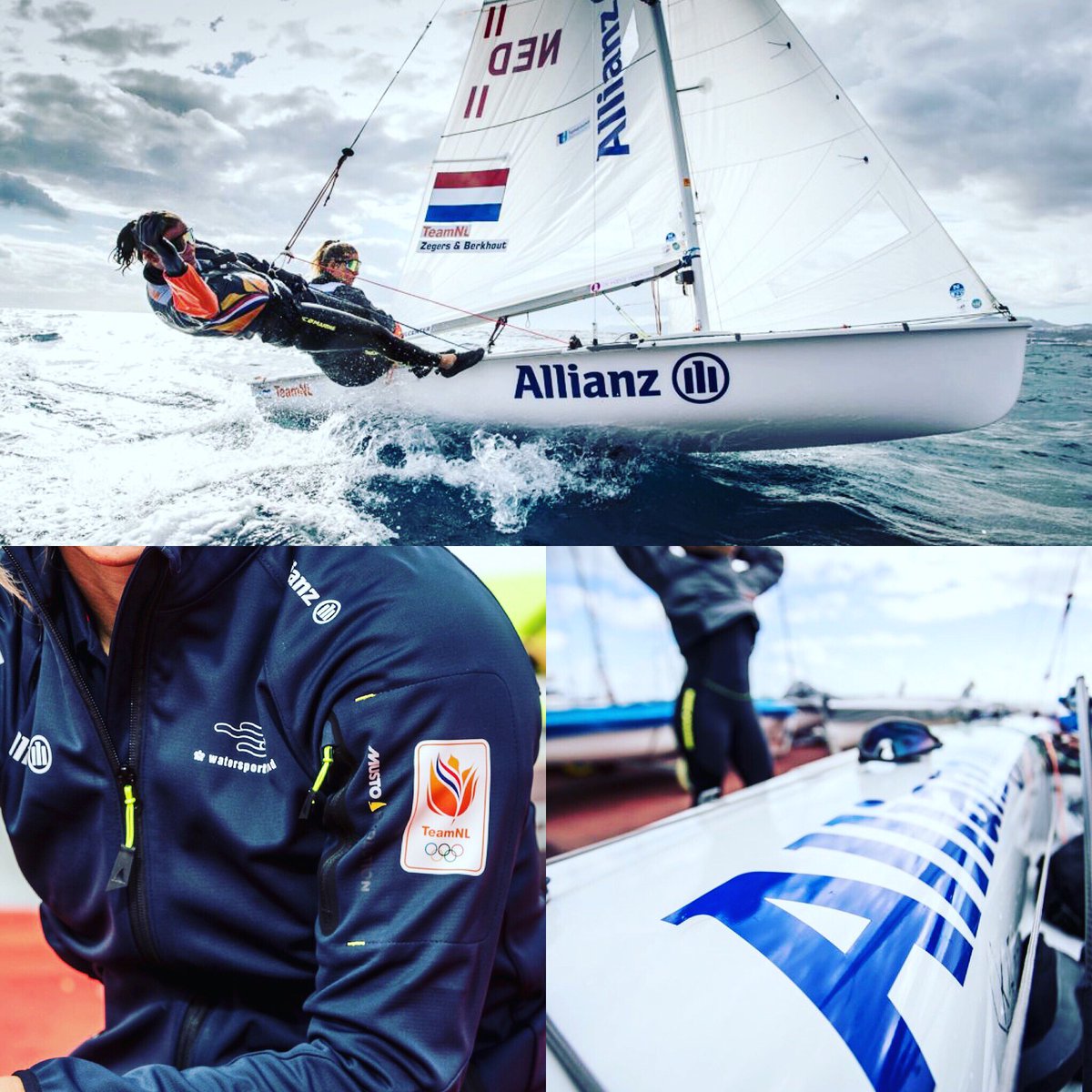 JumblePromotie's tweet photo. Allianz is de nieuwe sponsor van het Watersportverbond! Mooi (re)branding project met nieuwe #rompstickers #zeilstickers voor en #belettering van alle boten en het #bedrukken van #kleding #zeilkleding #Watersportverbond #TeamAllianz #TeamNLZeilen. Foto’s #oceanimagesphotography https://t.co/CE2IL5Gqqc