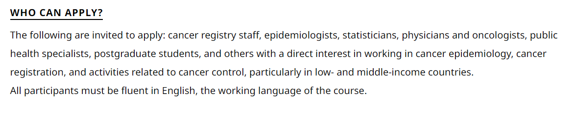 Applications for the IARC Summer School 2021 are now open! Courses will be held fully online this year, offering a unique opportunity to learn and benefit from IARC’s expertise from anywhere in the world! Application deadline: 1 March! More info training.iarc.fr/summer-school-…