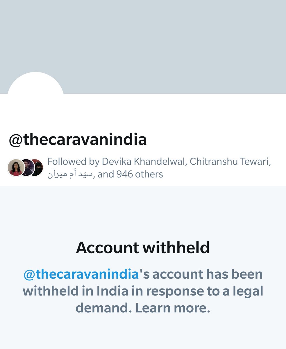 So  @thecaravanindia's twitter account is withheld in India.