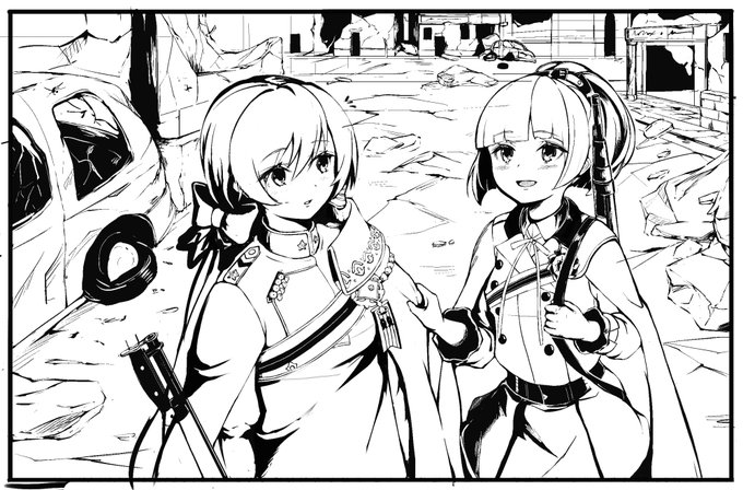 カルカノ姉妹デザイン凝りすぎて発狂しそう…?
設定資料買っといて良かった?
後、吹き出しのこと忘れて背景描いてた…ほぼ背景消える…発狂しそう…
いや…した? 