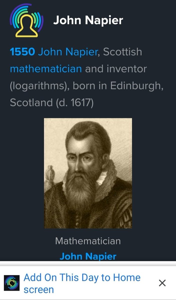 anand99's tweet photo. #mathmatics
#math #logarithms
#decimalpoint
#UncleVen 🤠
Born Today! 1550
Logarithms, decimal point. https://t.co/9EBUjW8UvU