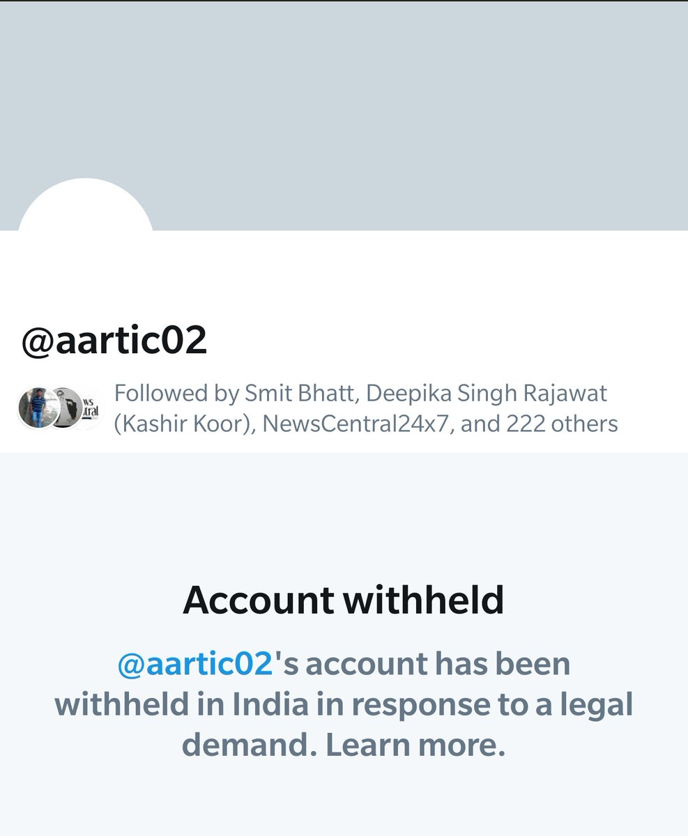 Even  @aartic02 twitter account is withheld.