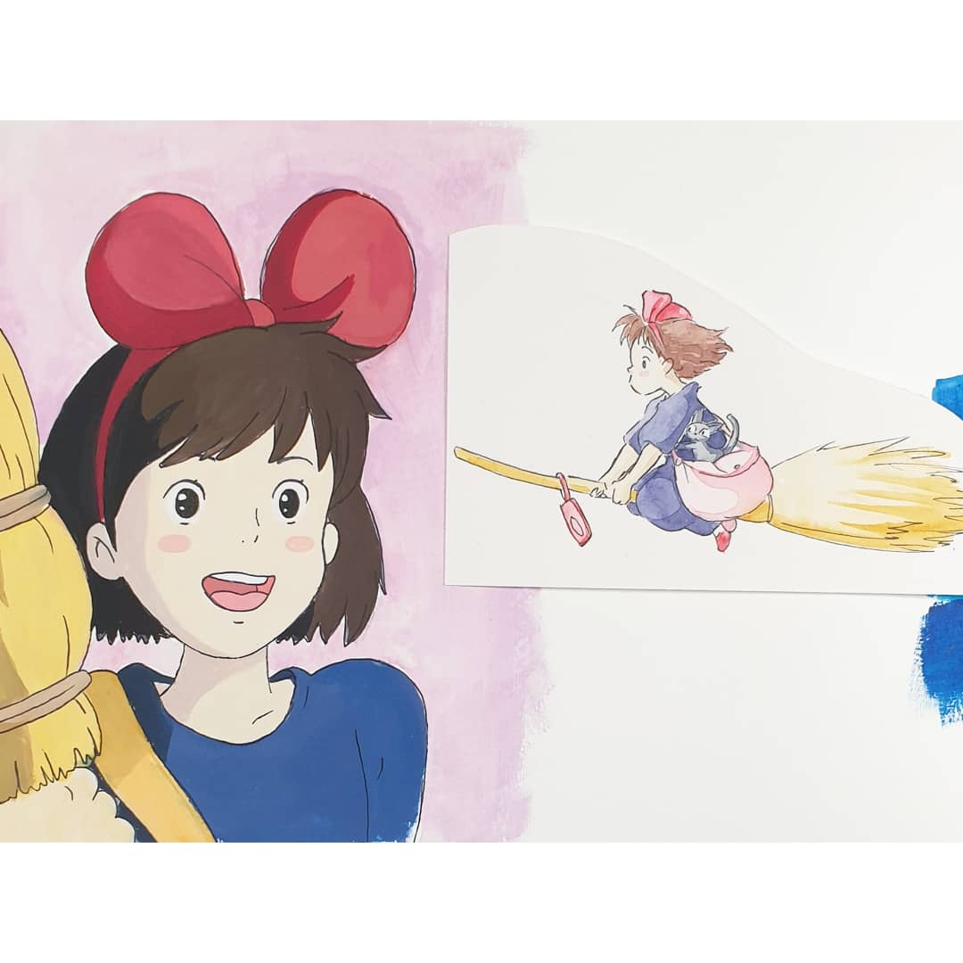 GraceSkeatesArt's tweet image. Kiki&apos;s Delivery Service studies in my sketchbook! Used Arrtx #gouache paint and Winsor&amp;amp;Newton #winsornewtonwatercolors 
Left image painted live on #twitch 
Really happy with how they turned out! 
#StudioGhibli #art #painting