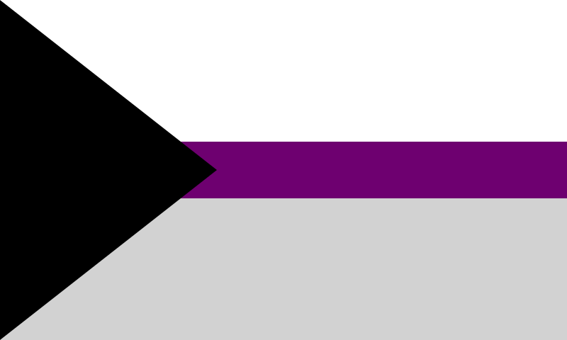 No one seems to know the origins of the demisexual flag. Someone on AVEN forums suggested that the triangle could mean a starting point (an analogy for having an emotional bond before they can experience sexual attraction to someone) (6/8)