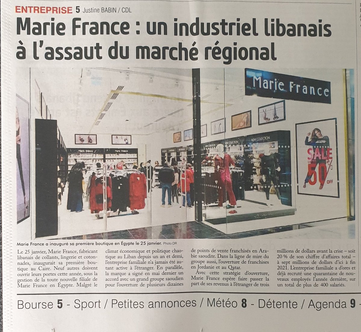chakersaab's tweet photo. Bravo @PaulAbiNasr ! Marie France expanding regionally. L'Orient-Le Jour - Conmerce du Levant https://t.co/m94sGSRHNW