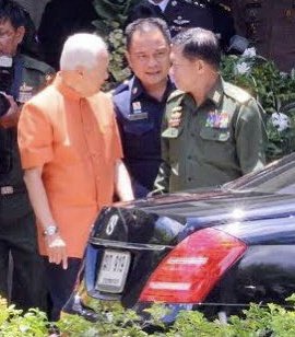 Thread: Burma's coup leader and new dictator, Min Aung Hlaing was one of "Prem's children" (ลูก ”ป๋า”), meaning he had a close relationship with the now deceased Thai elder statesman, who was the central architect of Thailand's royalist-military establishment.  #รัฐประหาร