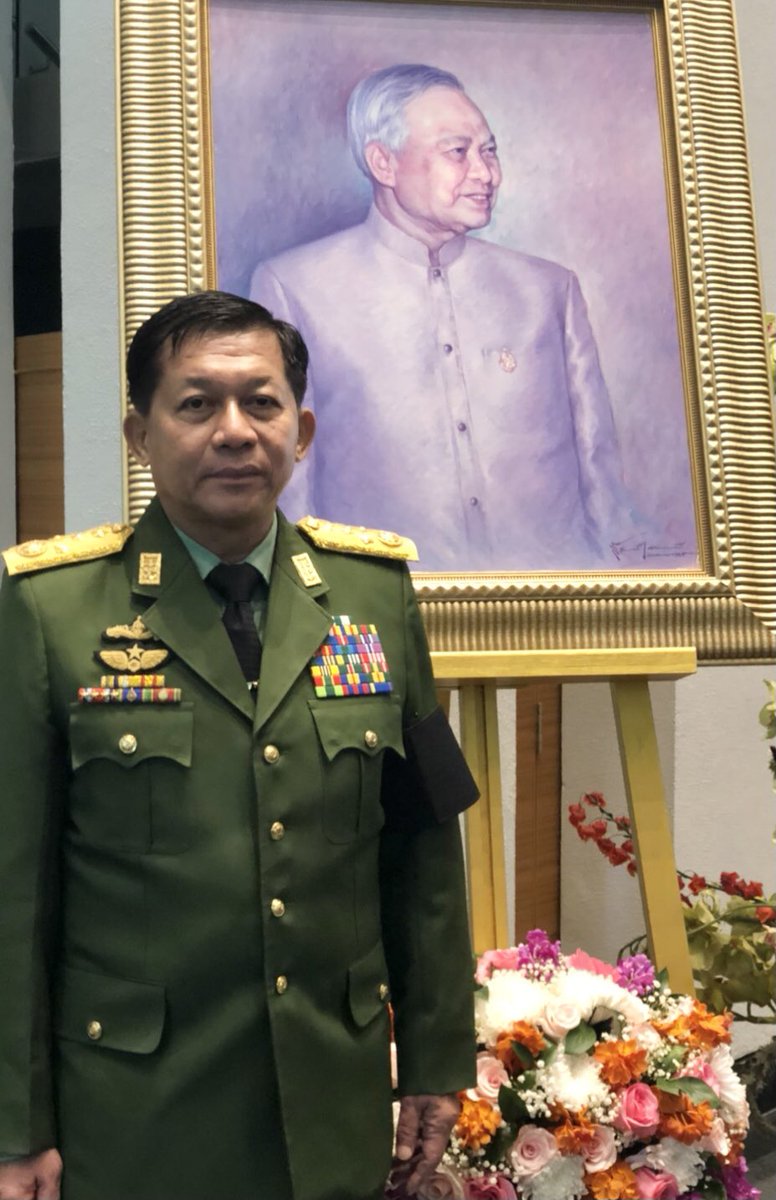 Thread: Burma's coup leader and new dictator, Min Aung Hlaing was one of "Prem's children" (ลูก ”ป๋า”), meaning he had a close relationship with the now deceased Thai elder statesman, who was the central architect of Thailand's royalist-military establishment.  #รัฐประหาร