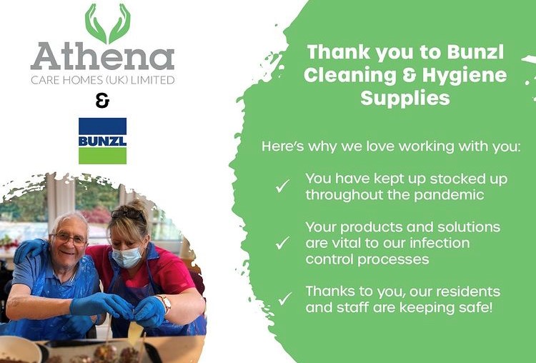 It’s definitely a nice morning when we receive a thank you note for helping and supporting our network! @athenacarehomes We believe in caring for others. Well done Bunzl UK &amp; Ireland. #wearebunzl #bunzlfamily #entrepreneurspirit