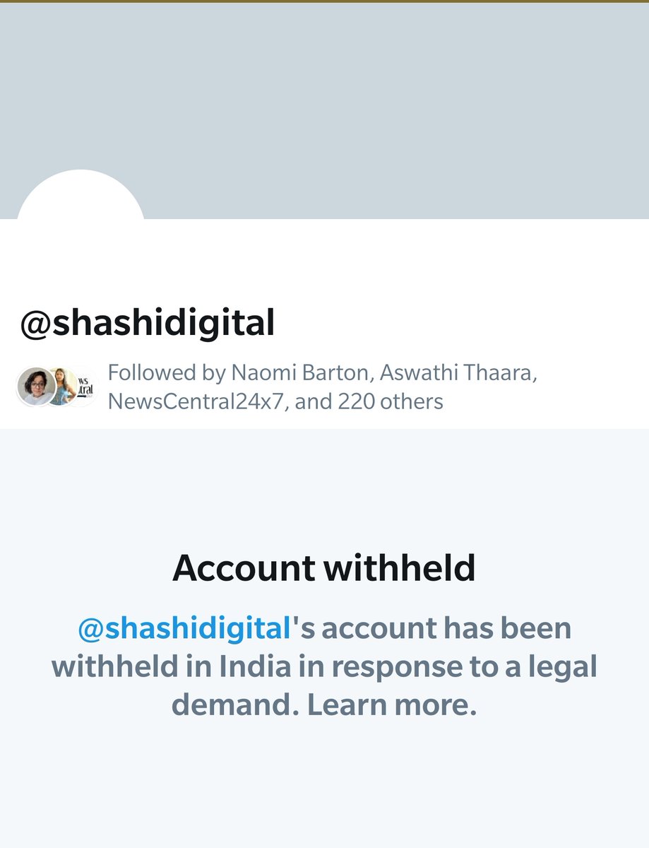 CEO of Prasar Bharati’s twitter handle  @shashidigital is also withheld in India. 