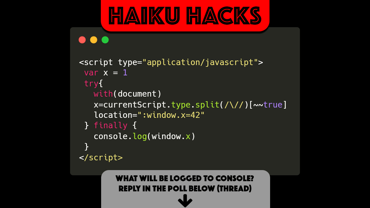 yeswehack's tweet image. 🌅 Monday is booting.
💥 Synapses pop
✨ Suddenly
⏲️ 01022021

#HAIKUHACKS #2
#bugbounty #hackerschallenge