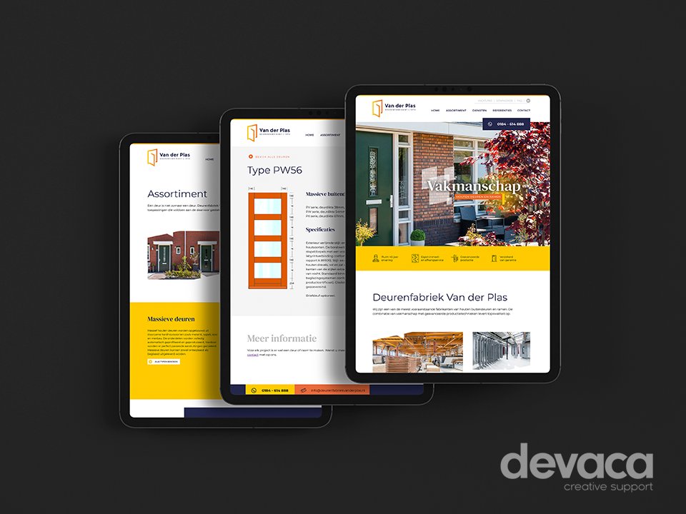 devacanl's tweet photo. Deurenfabriek Van der Plas kan er weer tegenaan met een, in een opgefriste huisstijl, nieuwe website! 🚪 👨‍💻

#metdedeurinhuis #webdesign #huisstijl https://t.co/Pl3zo0q9Zb