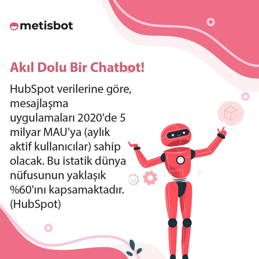MetisBotNet's tweet photo. En iyi chatbot hizmeti sunmak için https://t.co/zeZZzsrhnq adresimizden bilgi alabilirsiniz! Metisbot, Akıl Dolu Bir Chatbot!

#yapayzeka #canlıdestek #metisbot #chatbot #chat https://t.co/sODmuMm4WL