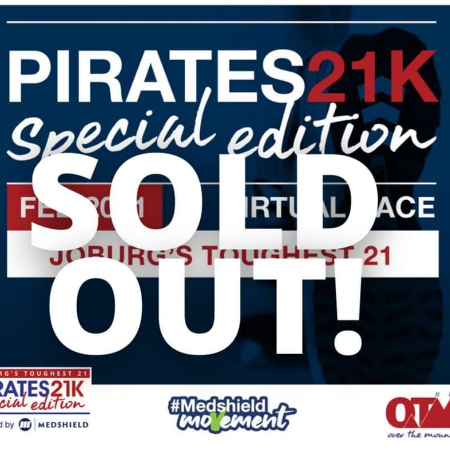 ENTRIES CLOSED! Thanks for your overwhelming support of the Pirates 21K Special Edition powered by Medshield. People really love Joburg's Toughest 21. We'll see you as part of the #MedshieldMovement going #overthemountain in February. Keep an eye on your email for all the info*