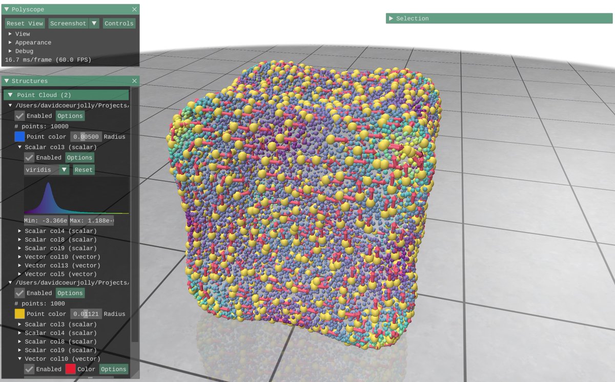 keenanisalive's tweet photo. Nice way to quickly visualize point clouds tagged with "rich data" (scalars, vectors, etc.) from the command line, by @dcoeurjo and built on top of #Polyscope from @nmwsharp. https://t.co/njsPIZwEOi