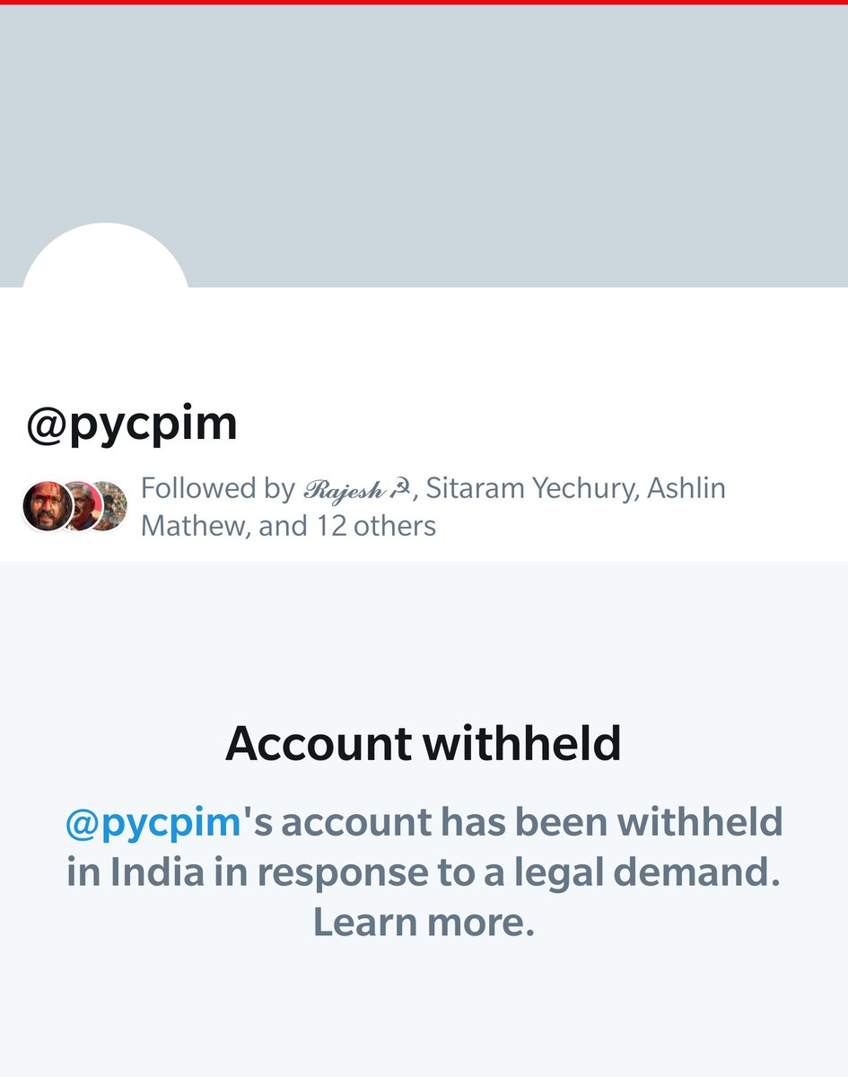 Even CPI(M) Puducherry's handle  @pycpim's account is withheld in India.