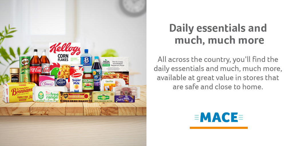 MACEIreland's tweet image. At MACE, our team is doing everything we can to ensure shopping with us is safe and easy. You’ll find all the daily essentials and much, much more, available at great value in one of our many stores across the country where we look forward to welcoming you with a smile.