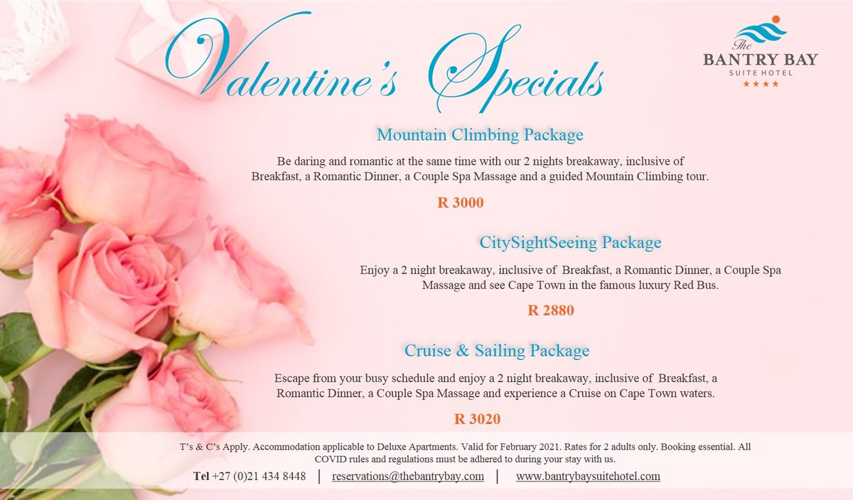 It's the month of LOVE!!! ❤️🧡💛💚💙💜🖤
Take advantage of our fabulous packages the entire February!! 
Book and pay your Valentine's Breakaway before 5 February 2021 and one lucky winner will receive another complementary night!!
#competition #todayspecial #ValentinesDay2021