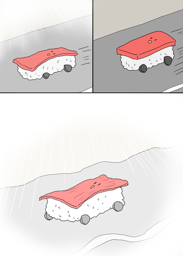 真夏のドライブに憧れたすしカーくん 