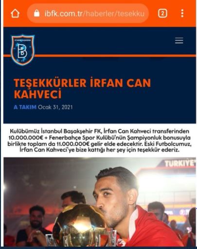 Neriman1903BJ's tweet photo. Fenerbahçe'nin 7 Milyon Euro'ya aldık dediği İrfan Can Kahveci'yi Başakşehir 11 Milyon Euro'ya sattığını duyurdu..

Hangisi gerçek @Fenerbahce https://t.co/Jq3o4zEhJ8