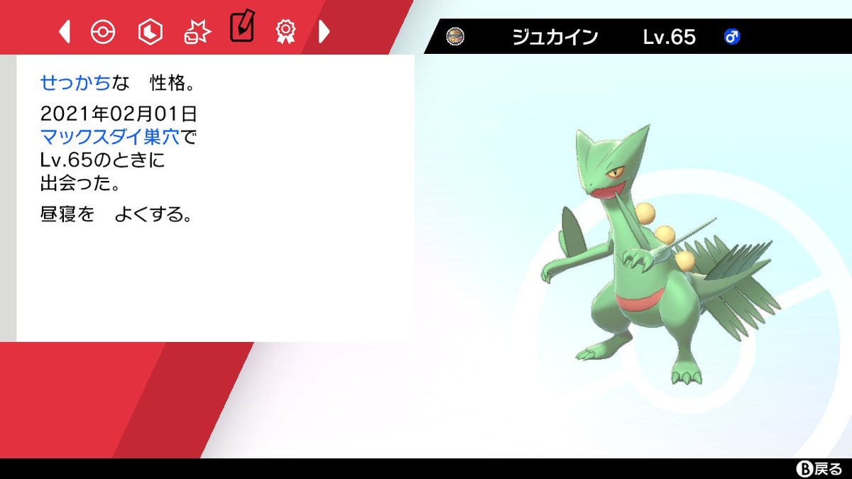 ポポ 見せつけてやるよ ポケモン剣盾 Nintendoswitch テッカグヤ 倒すこと出来なかったが 野生のジュカイン持ち帰ってきた あるにあさんも確かポケモンgoで野生のジュカイン投稿してたの思い出した